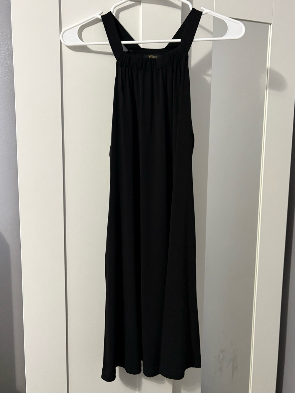 Cupio Black Sleeveless Maxi Dress with Gathered Neckline